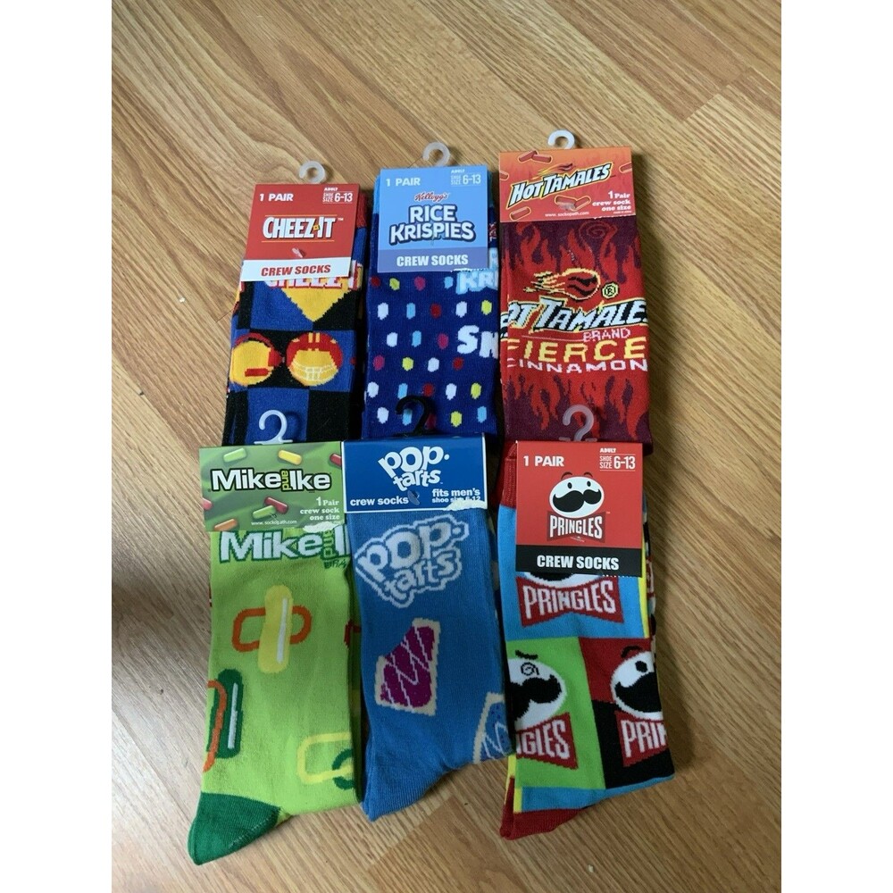Lot x6  Foodie Snack Crew Socks Women's Men's size 6-13